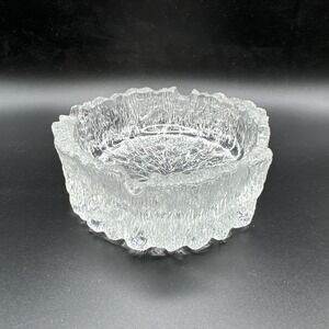 Iittala Ashtray Tapio Wirkkala Glass Ice / Tree Bark Textured Glass Finland